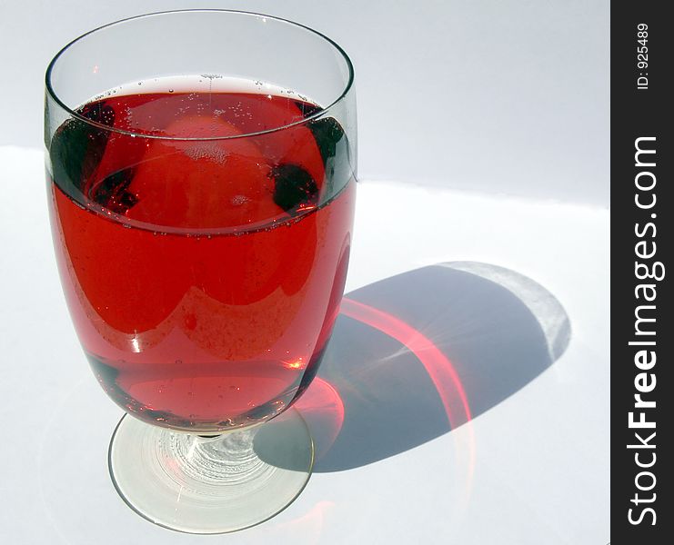 Wine glass of an aerated drink