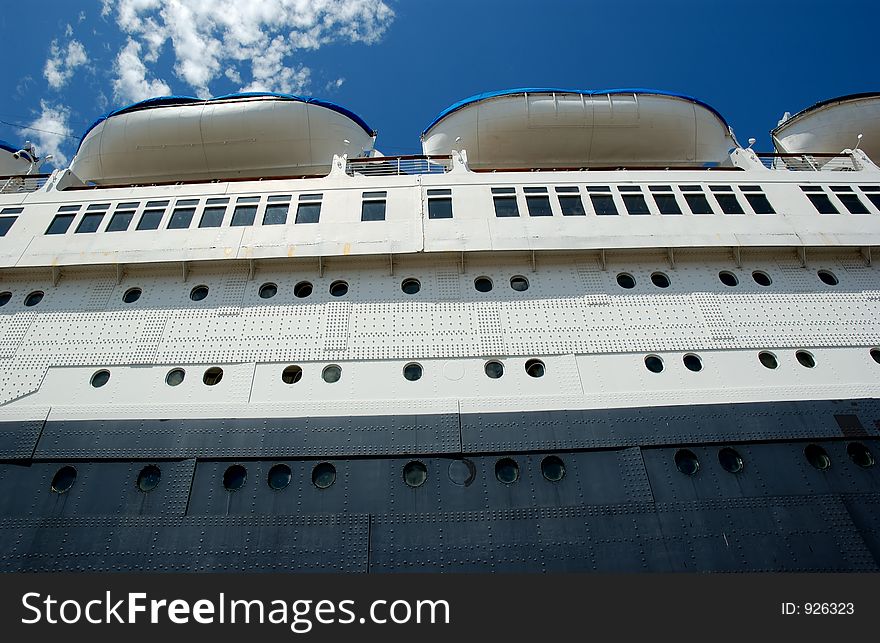 The side of a cruise ship