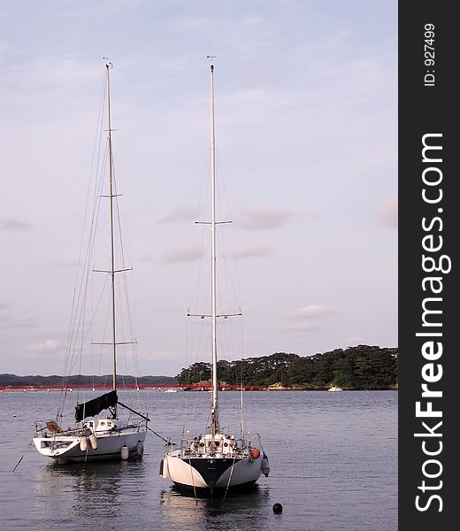 Yachts in a Japanese port-Matsushima