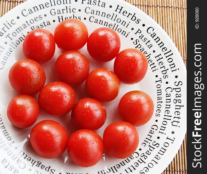 Tomatoes on a white plate