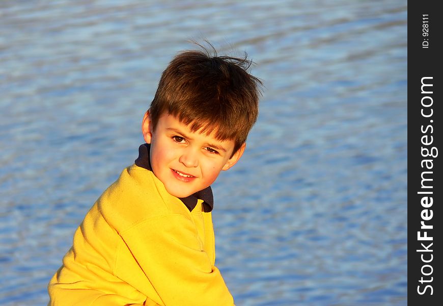 A boy with a surprised expression