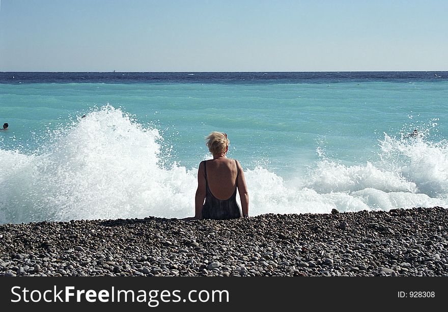 Woman and waves. Woman and waves