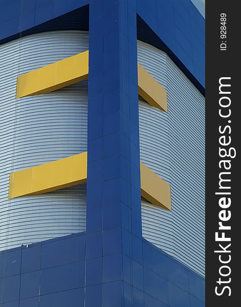 Detail Of Blue And Yellow Building