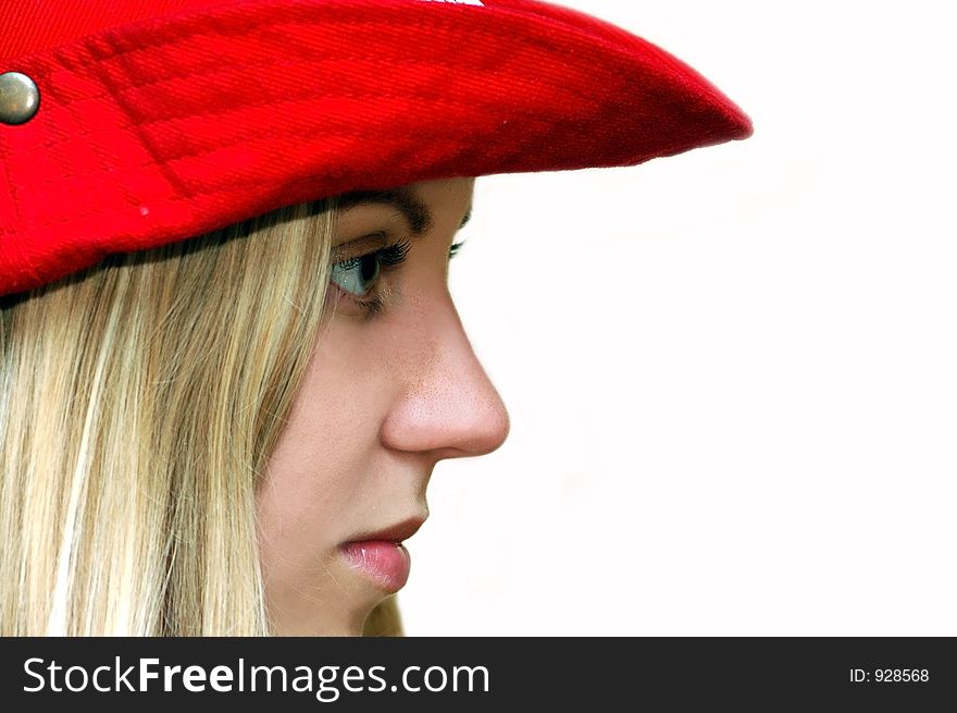 Girl in the red hat, womanly