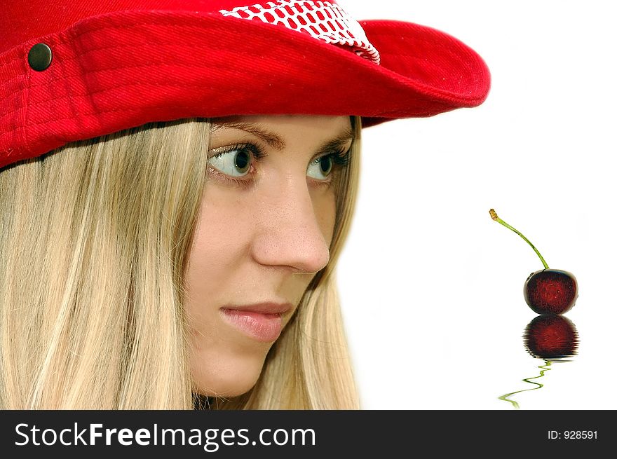 Girl in the red hat, womanly