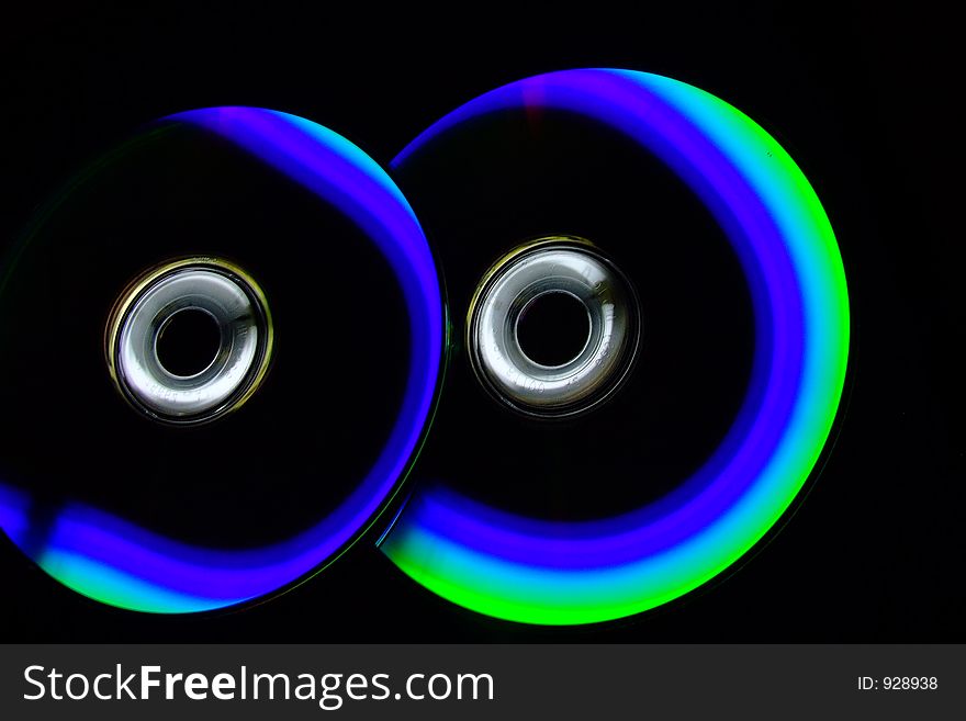 CDs look like the eyes growth in the dark. CDs look like the eyes growth in the dark