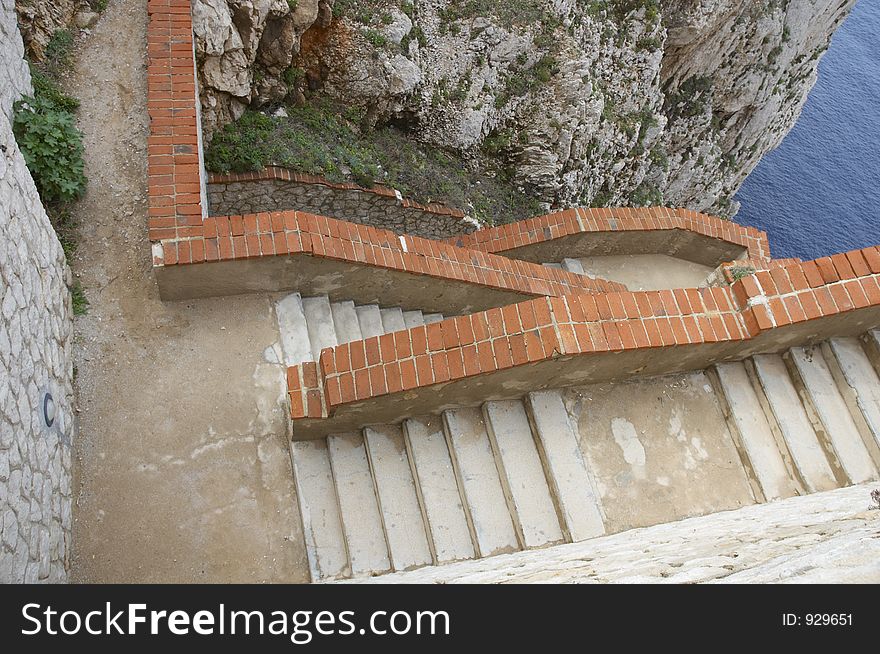 Stair to Nettuno cave, Sardinia, Italy. Stair to Nettuno cave, Sardinia, Italy