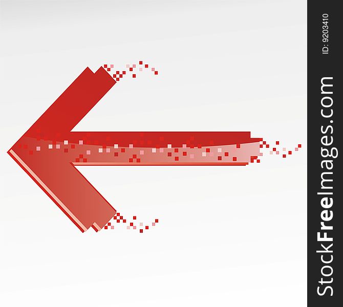 Vector illustration: red arrow for web with squares