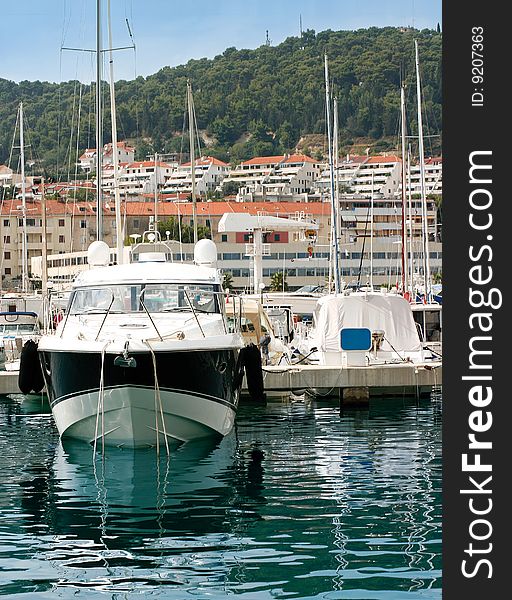 Private yacht in a harbour - European travel