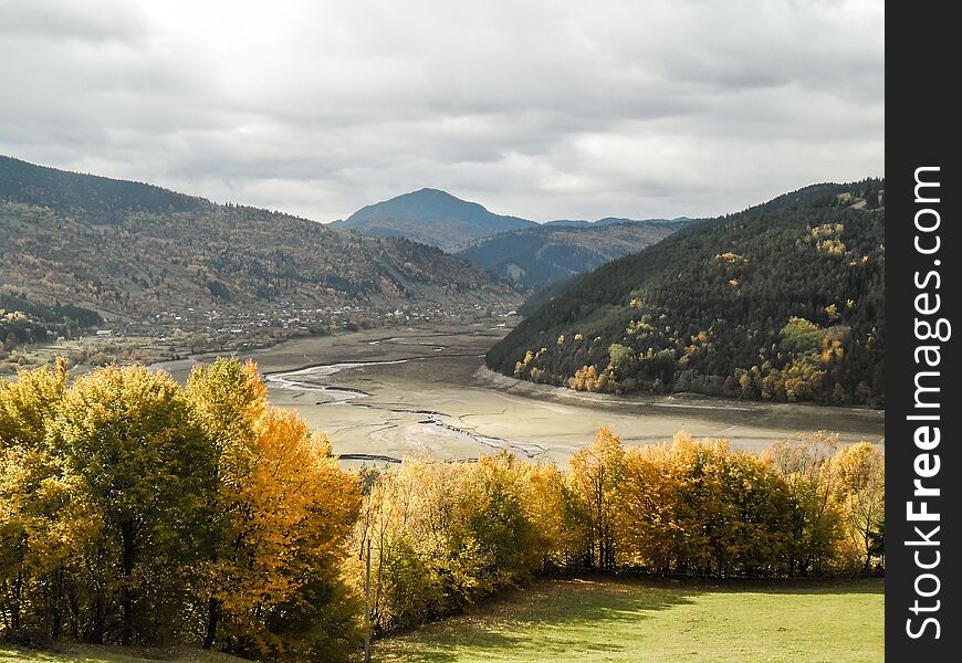 Mountain Landscape In Autumn Colors Near Bicaz