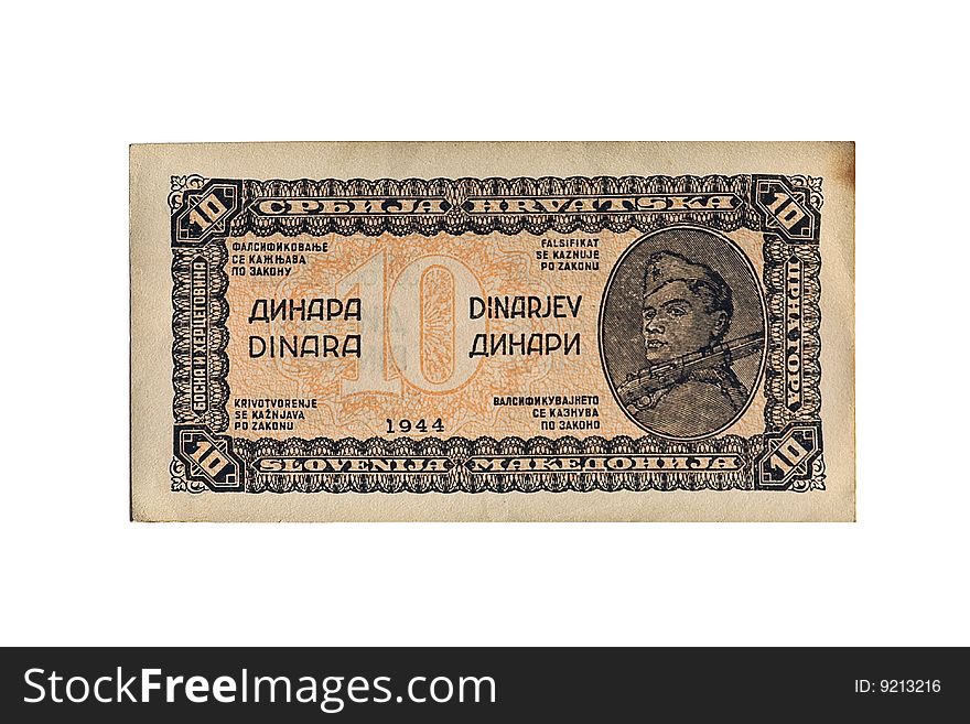 World War two Yugoslav communist banknote with Partisan illustrated