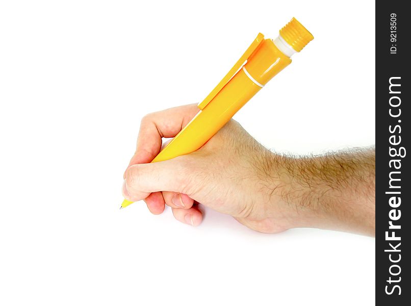 Big pen in a hand