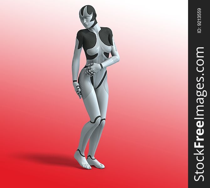 female android or robot With Clipping Path. female android or robot With Clipping Path
