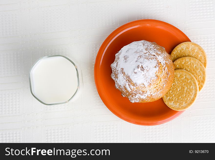 Healthy breakfast - milk and pastry