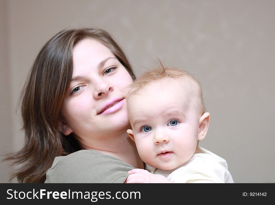 Portrait of happy mother with a small daughter. Portrait of happy mother with a small daughter