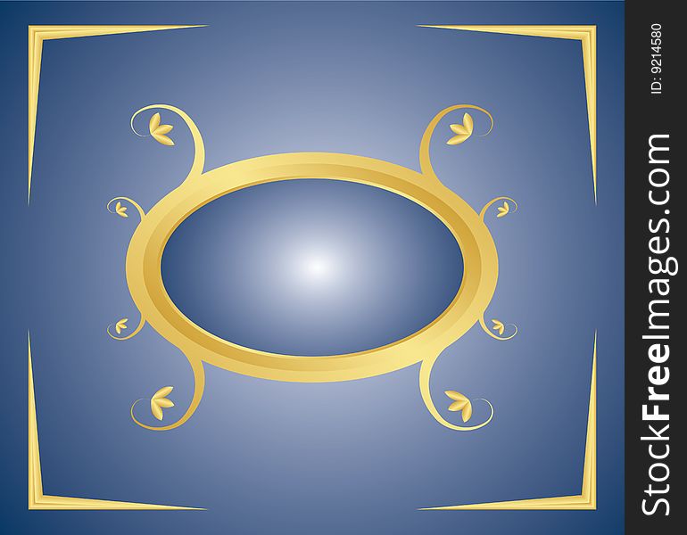 Decorative floral gold frame on a gradient background. Decorative floral gold frame on a gradient background