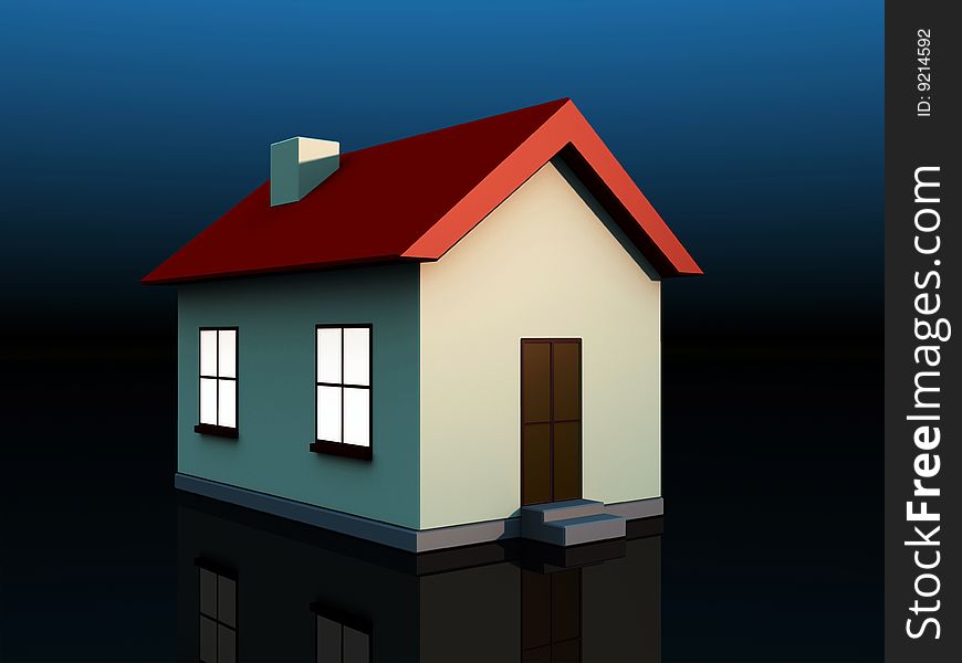 A Single house at night