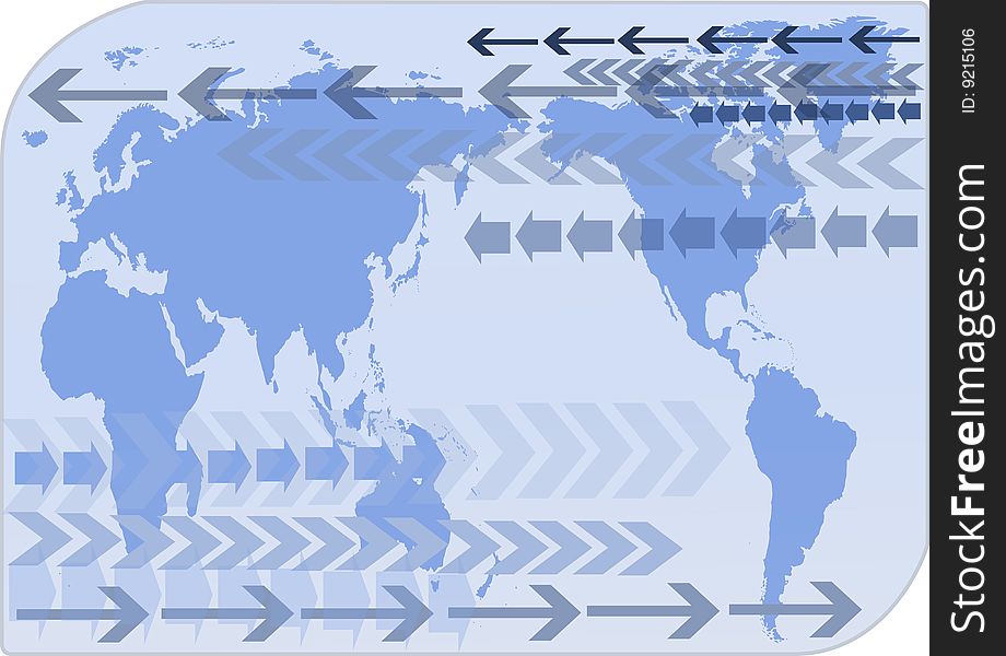 World map on blue background