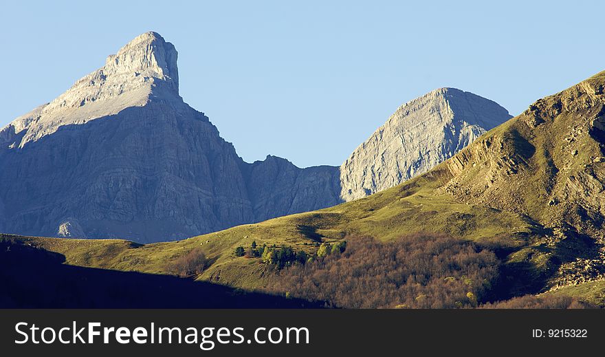 Pyrenean panoramic in Partacua Mountains, Pyrenees, Spain