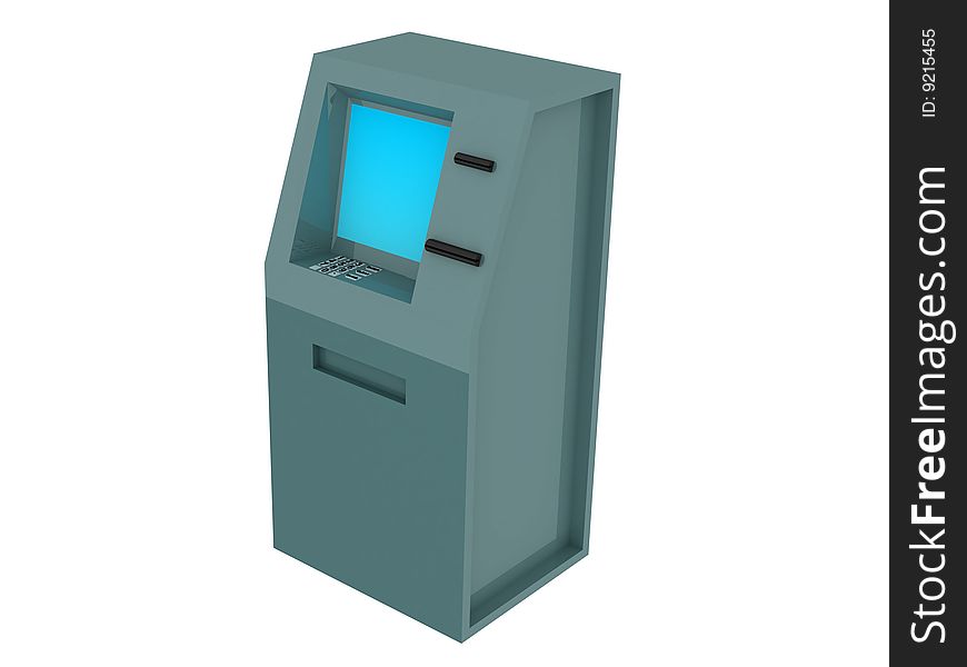 3d render of atm machine. Isolated on white background.