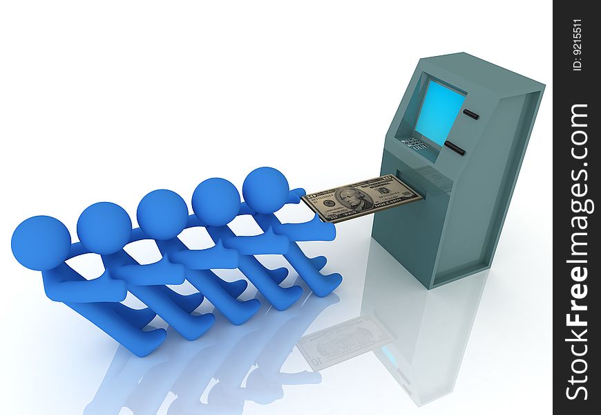 3d render of atm machine. Finance concept.