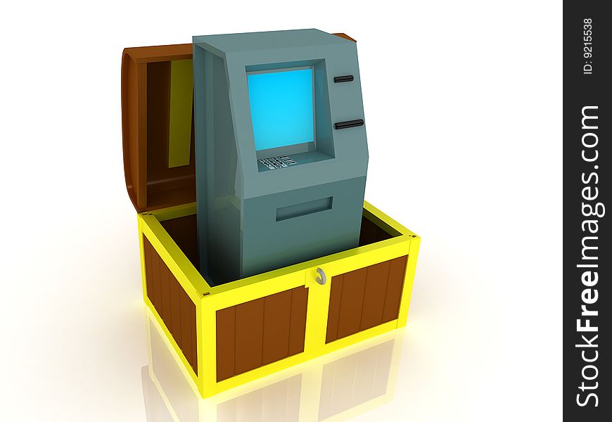 3d render of atm machine. Finance concept.