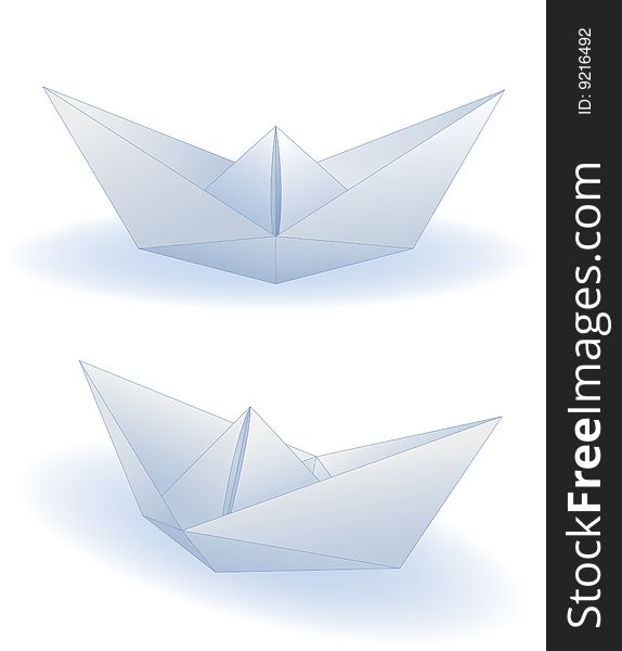 Two realistic paper ships isolated on white. Additional vector format in EPS (v.8).