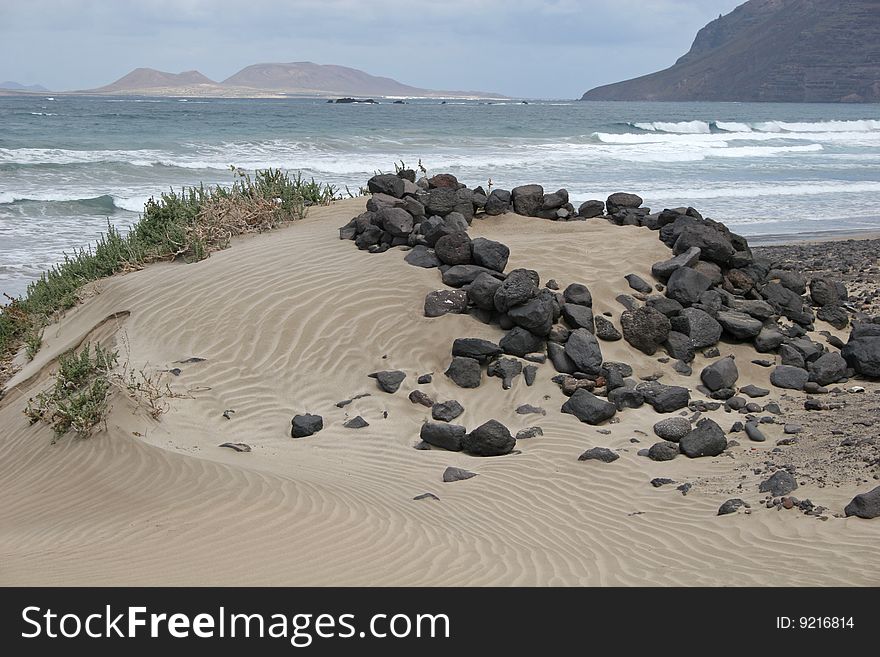 Sand dune on Famara beach, Lanzarote. Sand dune on Famara beach, Lanzarote