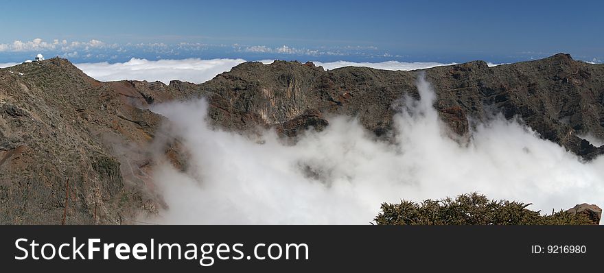 Panoramic image from the roque de los muchachos