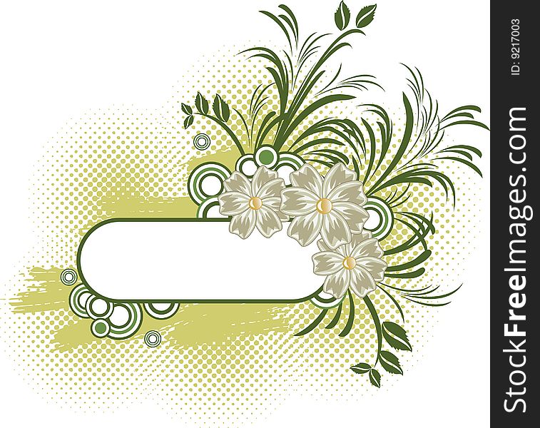 The vector illustration contains the image of grunge floral frame