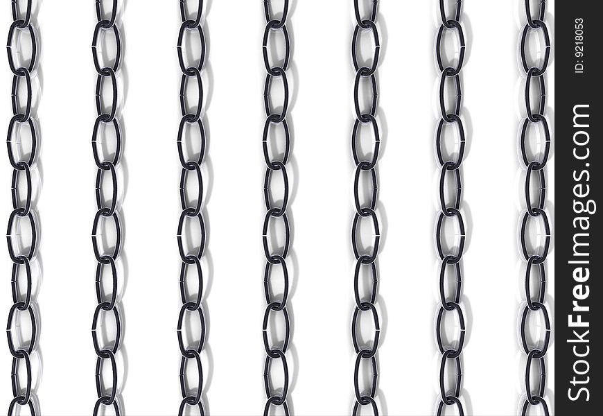 3D rendered image of metallic chains. 3D rendered image of metallic chains