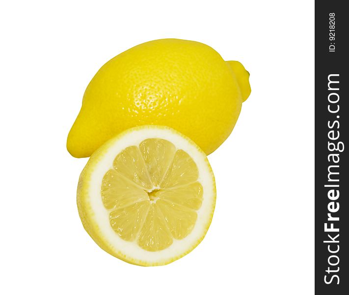Large yellow lemon on white background