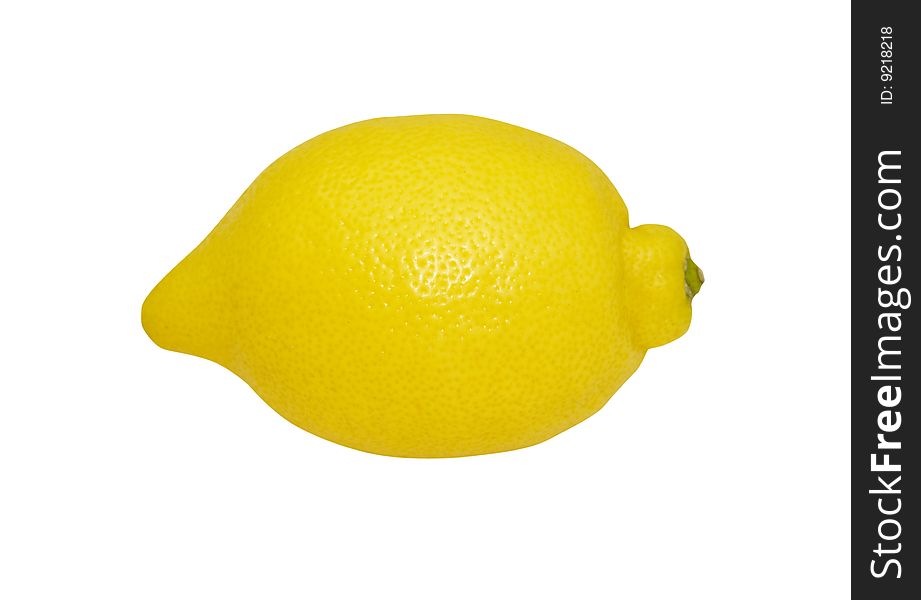 Large yellow lemon on white background