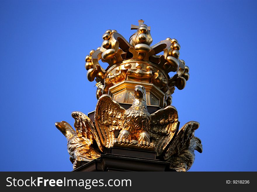 Golden eagle as a part of decoration of Zwinger entrance in Dresden, Germany