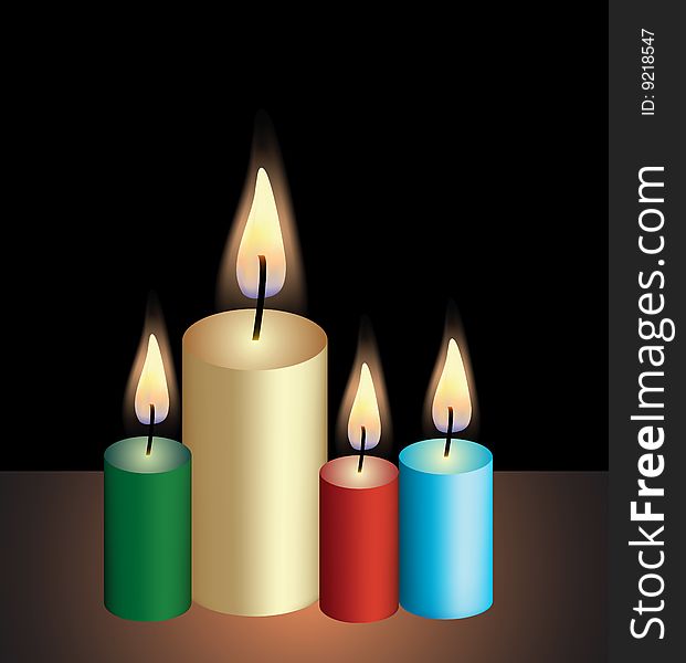 Vector illustration with four candles