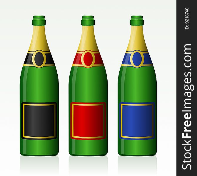 Vector illustration of Champagne bottles