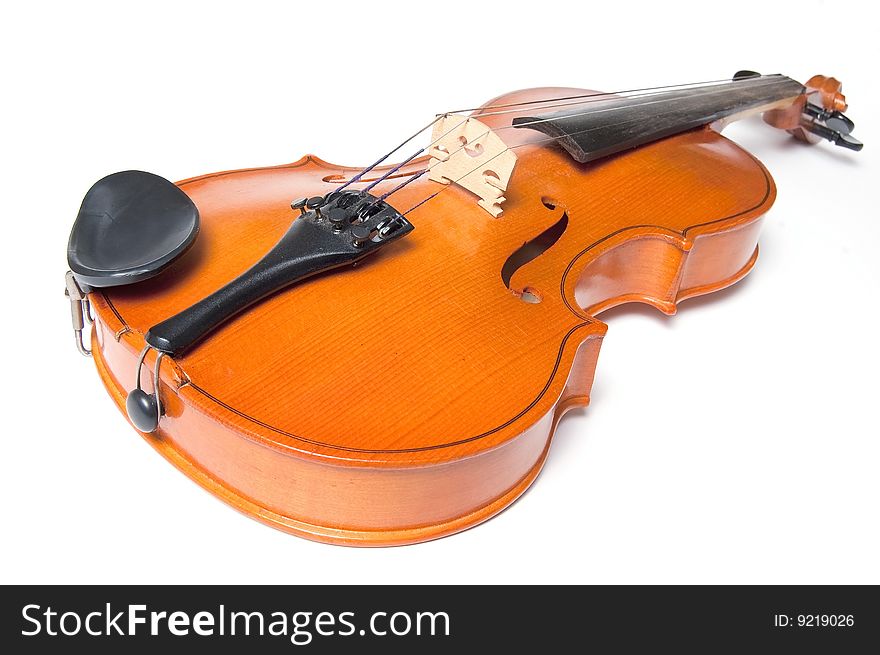 Classical violin close up isolated on white background