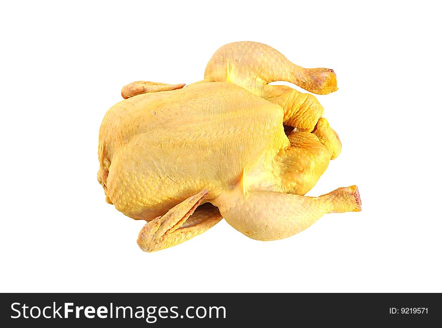 Raw Chicken Isolated Over White.