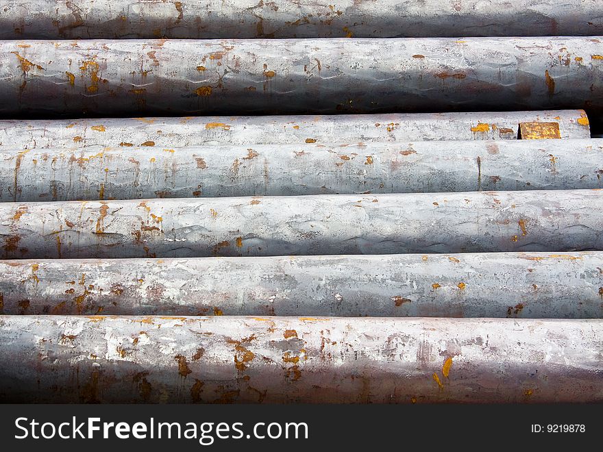 Big pile of iron pipe