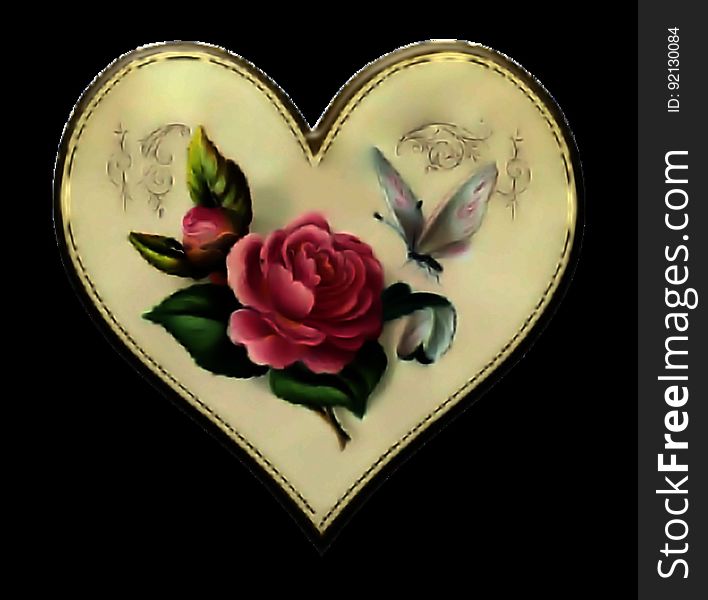 Vintage Rose Heart Button