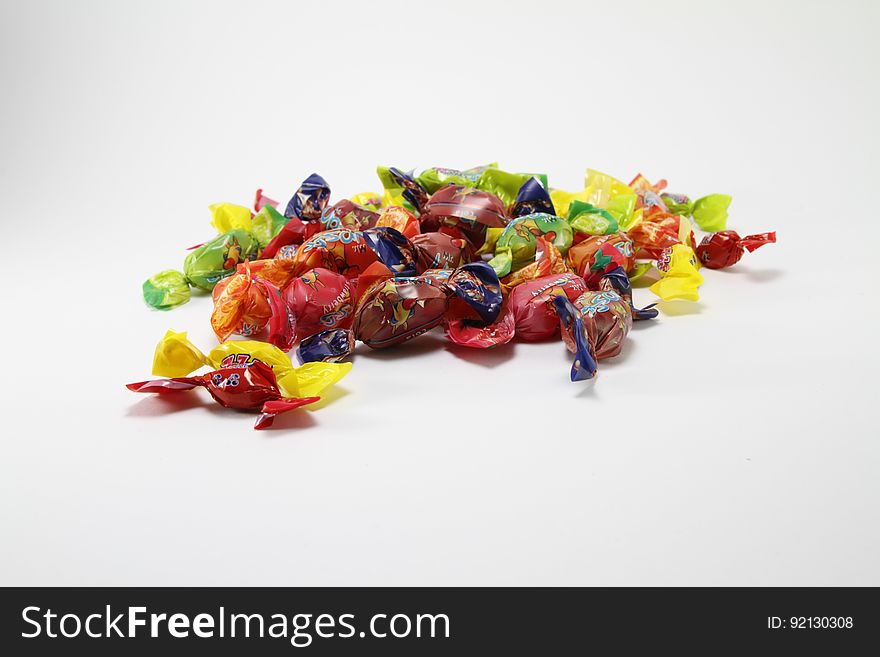 Wrapped Fruit Candies Isolated