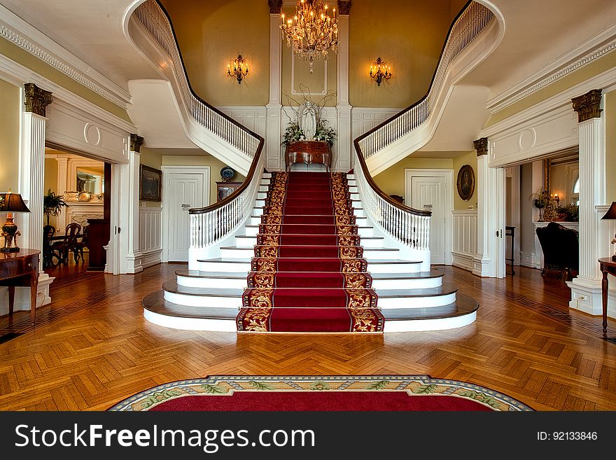 Red and Brown Floral Stair Carpet