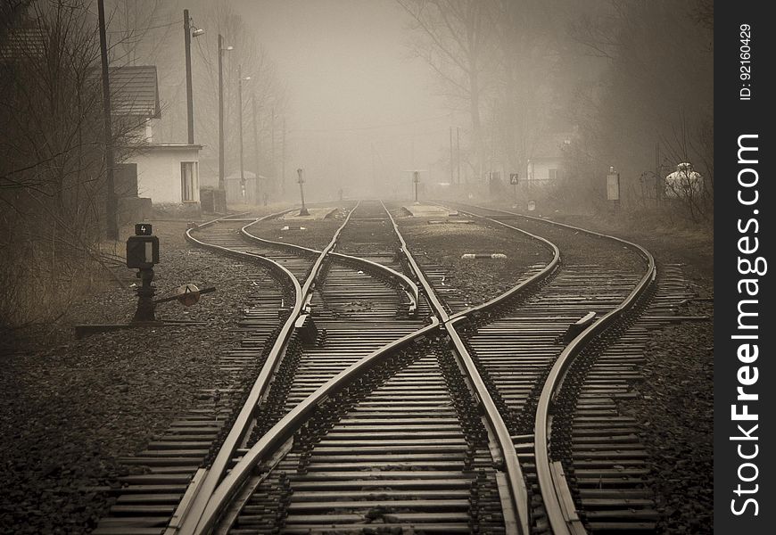 Railroad Tracks in City