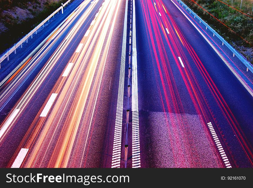 Blur Of Lights On Highway