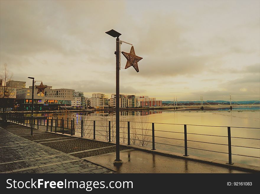 Waterfront Promenade On Overcast Day