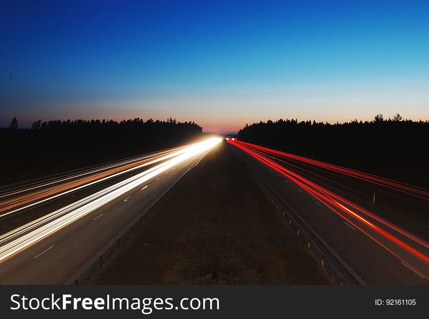 Light Trails On Highway