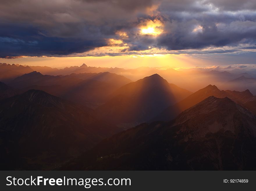 Sky, Sunrise, Ridge, Highland