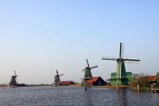 Windmill Village In Amsterdam, Dutch Landmarks Stock Photo