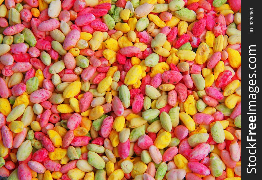 Some colored rice beads - food for children