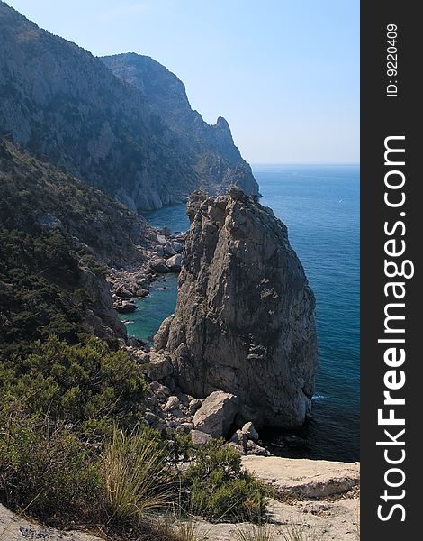 Unapproachable rock in the sea
Ukraine, Crimea, Reserve cape Ajja